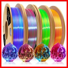 Silk PLA Multicolor Filament Bundle - 4 Spools of 200g for Creative 3D Printing picture