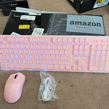 EWEADN V3 Bluetooth Wireless Keyboard & Mouse Combo, Rechargeable Pink QWERTY picture