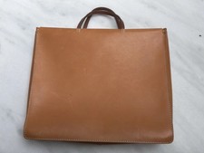 Custom Tan Leather Laptop, Book, Tablet Bag w/magnetic Top, Inside Pouch, Used picture