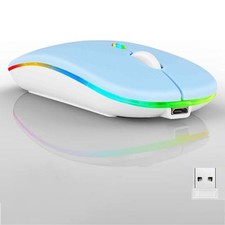 Guiheng Wireless Bluetooth Mouse,LED Dual Mode Rechargeable Silent Slim Lapto... picture