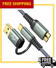 AINOPE Micro B to USB A/C Nylon Braided External Hard Drive Cable 10Gbps picture