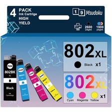 4 Pack Compatible With 802XL Ink Cartridge For Epson WorkForce Pro WF4730 WF4740 picture