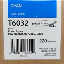 OEM EPSON T6032 220ML CYAN INK STYLUS PRO 7880 9880 Exp : 10-2014 picture