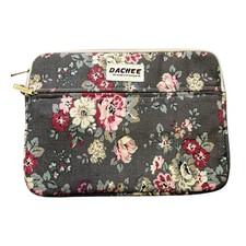 Dachee Floral Laptop Sleeve Gray Pink Rose Padded Zip Case Chromebook 14