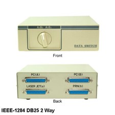 KNTK IEEE1284 DB25 2 Way Data Switch Box Rotary PC Device Printer Bi-Directional picture