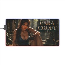 Gaming Playmat Lara Croft RGB LED Mouse Pad Desk Mat Gamer Room Decor picture