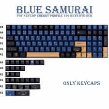 Bushido Blue Samurai Theme Keycap 129 Keys Cherry Profile PBT For MX picture