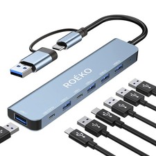 Adaptador multipuerto USB C Hub 7 en 1 con puertos carga USB 3.0 y USB2.0 tipo C picture