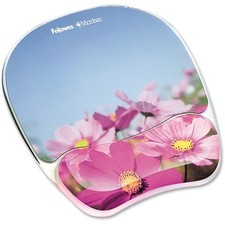 Fellowes Photo Gel Mouse Pad Wrist Rest with Microban Protection - Pink Flowers picture