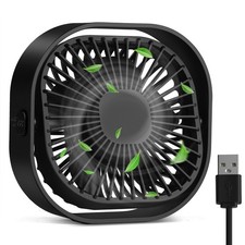 RJVW 4 Inch Small USB Desk Fan, 3-Speed & 360°Rotatable Cooling Fan Black picture