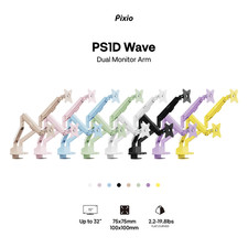 Pixio PS1D Wave 100x100mm & 75x75mm Premium Dual Monitor Arm | Multiple Colors picture