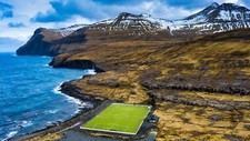 Landscape nature sea water field rocks mountains soccer Custom Gaming Mat Desk picture