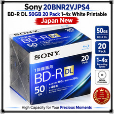 Sony 20BNR2VJPS4 BD-R DL 50GB 20 Pack 1-4x White Printable Japan New picture