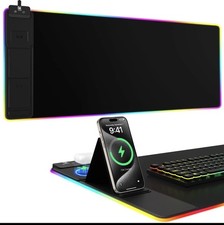 Mouse Pad with Phone Holder, Wireless Charging Desk Mat, RGB Gaming Mousepad ... picture