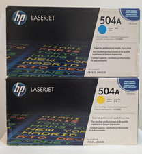Set of 2 New Sealed Genuine HP 504A LaserJet Toner Cartridges- Cyan and Yellow picture