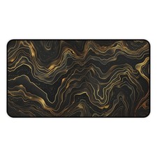 Black Gold Topographic Mouse Pad XL Gaming Desk Mat Non-Slip Neoprene 16x32  picture