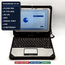 Panasonic Toughbook CF-20 MK2 i5 8GB 512GB Rugged Tablet Laptop 4G GPS 2 x Bat picture