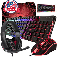 Teclado y Mouse con Audifonos y Alfombrilla de ratón Para Gamer Gaming Juegos Co picture