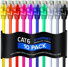Maximm Cat 6 Ethernet Cable 6 Ft, 100% Pure Copper, Cat6 Cable (10 Pack) LAN Cab picture