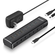 Gbps Data Transfer 7-Port Powered USB 3.2 Hub 4 USB-C 3 USB-A 36W Adapter picture