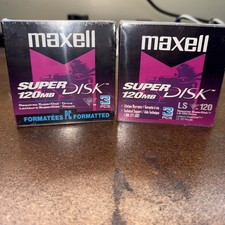 (2) 3 pieces of Maxell SUPERDISK LS-120 media PC format 120MB, Japan Sealed New picture