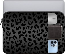 Black Leopard Cheetah Laptop Sleeve Bag 15.6-16 inch for MacBook Air 15 M2 2023 picture