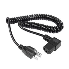Right Angle 3 Prong Power Coiled Cord,90 Degree 18AWG NEMA 5-15P to IEC 320 C... picture