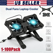 Dual USB Cooling Fan Pad Foldable Slim Fans Cooler Stand for Laptop Notebook Lot picture