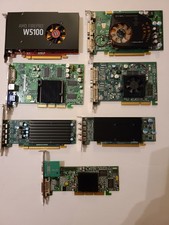 Lot of 7 Video Cards -Matrox, AMD, Geforce- P750, C420, G550, AMD W5100, FX5200 picture