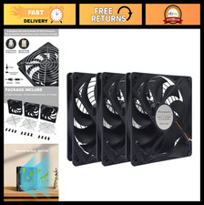 3-Pack 120mm High Airflow PC Case Fans - 12V DC Cooling, 3000RPM, Dual Ball Bear picture