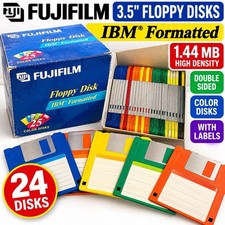 Fujifilm 3.5” 1.44MB IBM Formatted Color Floppy Disks 24/25 Open Box NOS picture