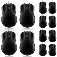 Hoteam 12 Pcs Wired Computer Mouse Bulk Cord USB Mice Black picture