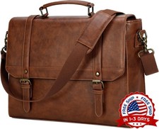 Bolso bandolera para hombre de 15,6 pulgadas de piel vintage resistente al agua picture