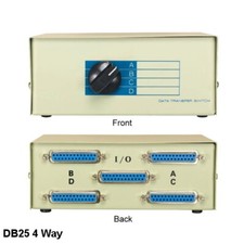 Kentek DB25 Manual Data Switch 4 Way Rotary Dail Type PC Printer Data Lines ABCD picture