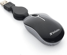 Verbatim Mini Travel Optical Mouse, USB, Retractable Cable, Black picture