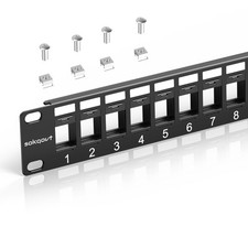 Sokqovt 24 Port Blank Keystone Patch Panel with Snap-in 24 Port, Black  picture