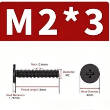 100PCS M2x3mm New Laptop Notebook Computer Screws Phillips Head Bolt Screw Black picture