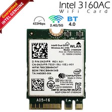 Genuine Intel Dual Band Wireless-AC 3160 3160NGW Bluetooth WLAN WiFi Card N2VFR picture