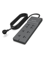 Belkin, 8-Outlet Surge Protector w/ 8 AC Outlets & 8ft Long Flat 8', Gray picture