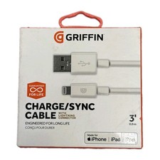 Griffin USB to iPhone Cable 3ft MFi Certified OEM Charge Data Sync Cord Box Wear picture