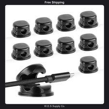 7mm Spring Cable Holder Clips 9 Pack Desk Cord Organizer Black picture