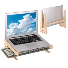Wooden Laptop Stand 1Pack Dual-Use Laptop Stand Vertical for 13-18 picture