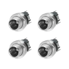 4pcs DC5521 Power Jack, 30V 0.5A 10.8x10.8x24.3mm 3 Pin with Nut Washer, Silver picture