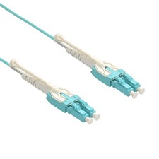 5 Pack of 10m Uniboot LC/UPC-LC/UPC OM4 Multimode Duplex Aqua Fiber Optic Patch picture