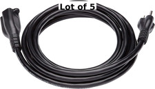 LOT of 5 (Five) Amazon Basics 10 Ft 3-Prong Indoor Extension Cord Black picture