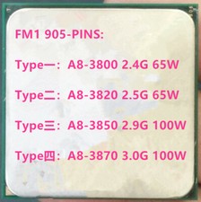AMD Quad-core X4 A8-3800 A8-3820 A8-3850 A8-3870 Socket FM1 905PIN CPU picture
