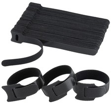 100Pcs Cable Straps Black Wire Cord Hook Loop Ties Reusable Fastening Organizer picture