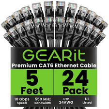 Cat 6 Ethernet Cable (24-Pack 5 Feet) Cat6 Network Patch, 10Gbps, RJ45, Snagless picture