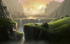 Landscape waterfall fantasy art river Custom Gaming Mat Desk picture
