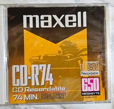 MAXWELL CD RECORDABLE 74 MIN CD-R74 DISC 650 MB #623310 COMPACT DISC- NEW SEALED picture
